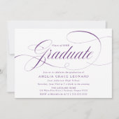 Elegante Paarse Script Graduation Party Kaart (Voorkant)