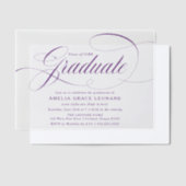 Elegante Paarse Script Graduation Party Vellum Uitnodigingen (Offset)