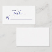 Elegante Paarse script kalligrafie op witte bruilo Plaatskaartje (Voorkant / Achterkant)