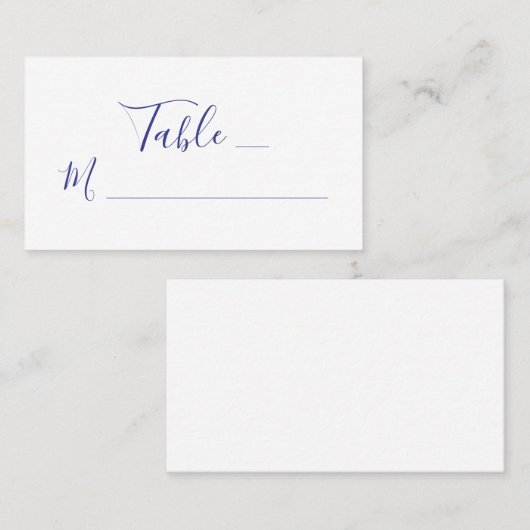 Elegante Paarse script kalligrafie op witte bruilo Plaatskaartje (Voorkant / Achterkant)