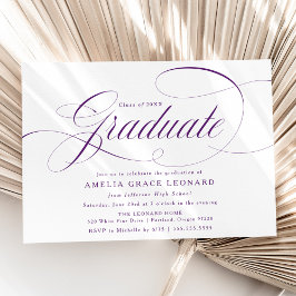 Elegante paarse scriptie diploma-uitreikingsfeest kaart