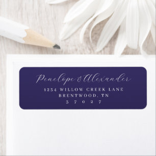 Elegante paarse serif retouradreslabels etiket