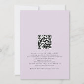 Elegante Paarse Sering Bloem QR Code Bruiloft Kaart (Achterkant)