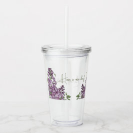 Elegante Paarse Sering Botanische Bloem Acryl Tumb Drinkbeker