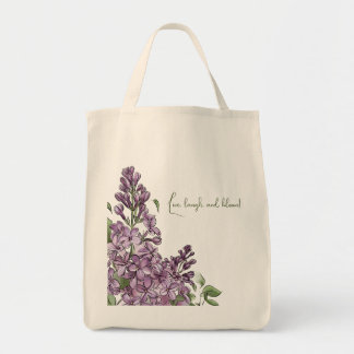 Elegante Paarse Sering Botanische Bloem Canvas Tas