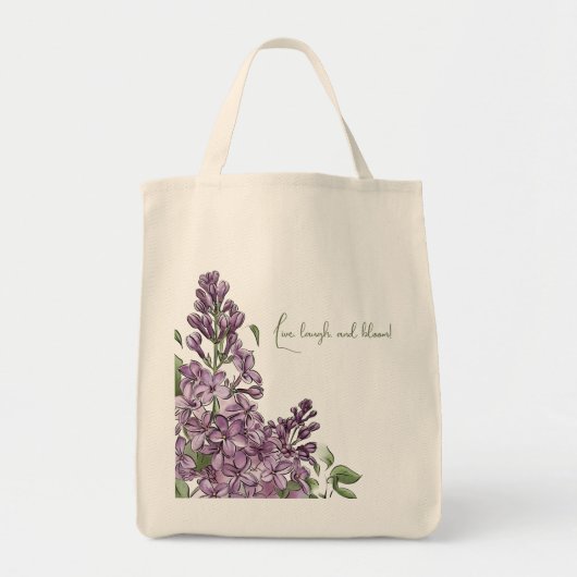 Elegante Paarse Sering Botanische Bloem Canvas Tas (Voorkant)