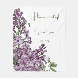 Elegante Paarse Sering Botanische Bloemrijke Zacht Fleece Deken