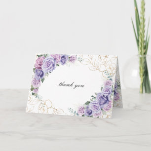 Elegante Paarse Sering Lavendel Rozen Huwelijk Gev Bedankkaart
