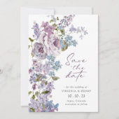 Elegante Paarse Sering Save The Date (Voorkant)