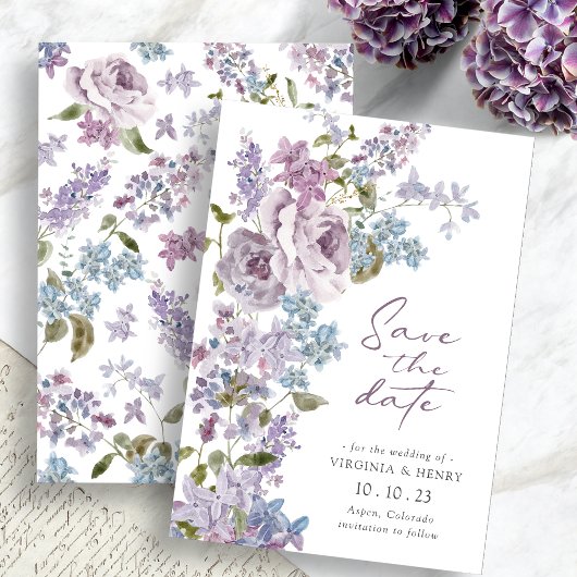 Elegante Paarse Sering Save The Date