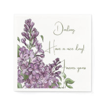 Elegante paarse seringen botanische bloemen papier