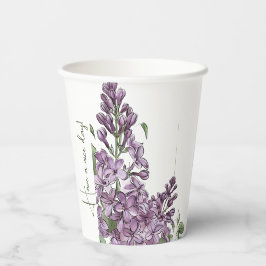 Elegante paarse seringen botanische bloemenpapiere papieren bekers
