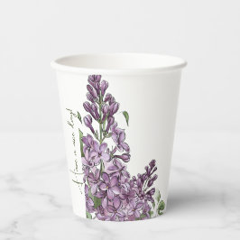Elegante paarse seringen botanische bloemenpapiere papieren bekers