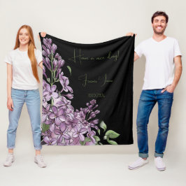 Elegante paarse seringen botanische bloemrijke fle fleece deken
