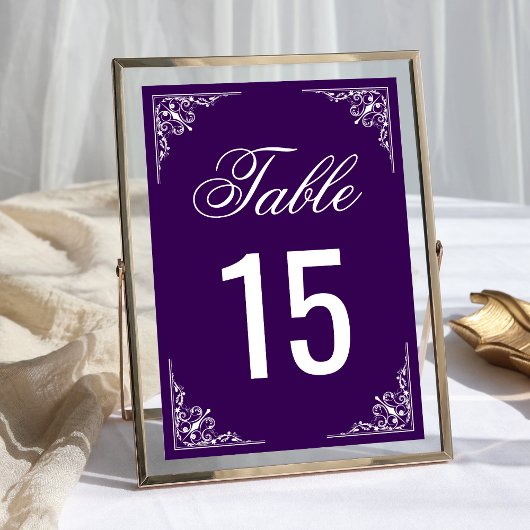 Elegante Paarse Sierlijke Bruiloft Kaart