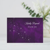 Elegante Paarse Silver Star bruiloft RSVP (Staand voorkant)