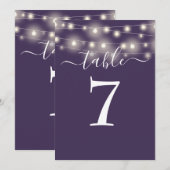 Elegante paarse slingerlichtjes tafelnummer (Voorkant / Achterkant)