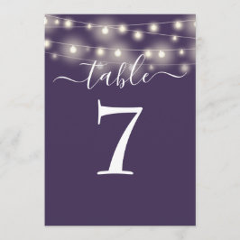 Elegante paarse slingerlichtjes tafelnummer