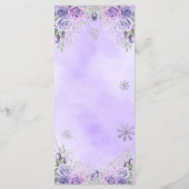 Elegante Paarse Sneeuwvlok Kerstmis Mis XV Años Menu (Achterkant)