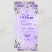 Elegante Paarse Sneeuwvlok Kerstmis Mis XV Años Menu (Voorkant / Achterkant)