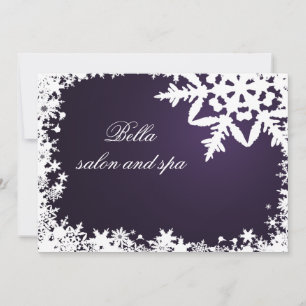 elegante paarse sneeuwvlokken Business Hartelijk d Kaart