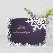 elegante paarse sneeuwvlokken Business Hartelijk d Kaart (Staand voorkant)