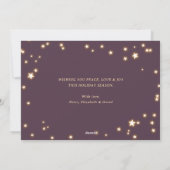 Elegante Paarse Sparkly Star Foto Kerstmis Kaart (Achterkant)