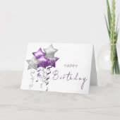 Elegante Paarse sterrenballonnen Modern Happy Birt Kaart (Voorkant)