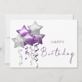 Elegante Paarse sterrenballonnen Modern Happy Birt Kaart (Voorkant)