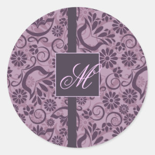 Elegante paarse sticker met Monogram