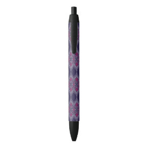 Elegante Paarse stof met geel bloemmotief Zwarte Inkt Pen