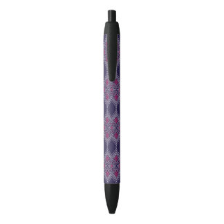 Elegante Paarse stof met geel bloemmotief Zwarte Inkt Pen