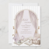 Elegante Paarse Streep Bruidsdouche Kaart (Voorkant)
