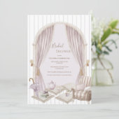 Elegante Paarse Streep Bruidsdouche Kaart (Staand voorkant)