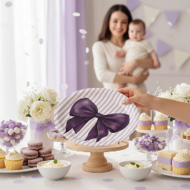 Elegante Paarse Strik Baby Shower Papieren Bordje