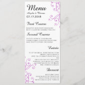 Elegante Paarse Swirls Wedding Menu (Voorkant)