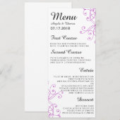 Elegante Paarse Swirls Wedding Menu (Voorkant / Achterkant)