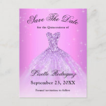 Elegante Paarse Syringa Quinceanera Save The Date