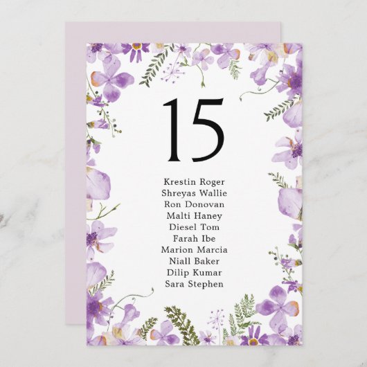 Elegante Paarse Tafel Zitkaart Kaarten (Voorkant / Achterkant)