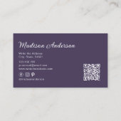 Elegante Paarse Terracotta Boho Waterverf Veer Visitekaartje (Achterkant)