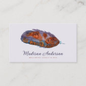 Elegante Paarse Terracotta Boho Waterverf Veer Visitekaartje (Voorkant)