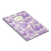 Elegante  paarse toile de jouy klein notitieboek (Rechterzijde)