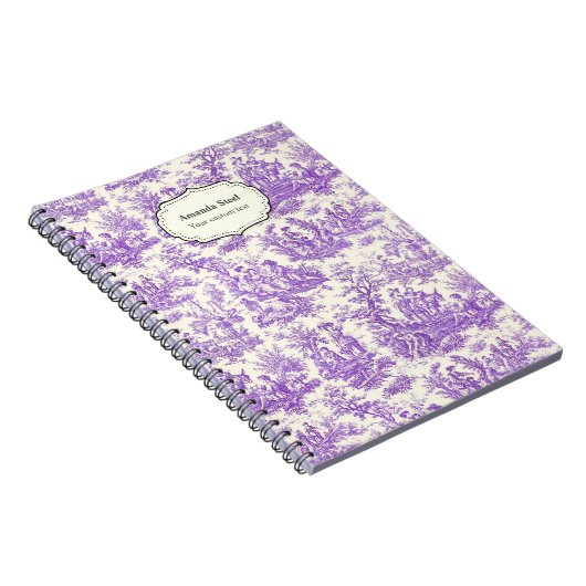 Elegante paarse toile de jouy klein notitieboek (Rechterzijde)
