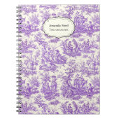 Elegante  paarse toile de jouy klein notitieboek (Voorkant)