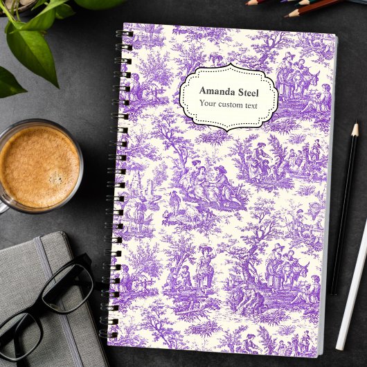Elegante  paarse toile de jouy klein notitieboek