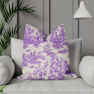 Elegante paarse toile de jouy kussen