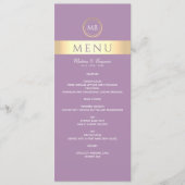 Elegante Paarse Trouwmenu Menu (Voorkant)