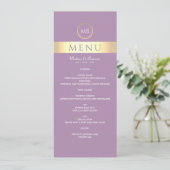 Elegante Paarse Trouwmenu Menu (Staand voorkant)