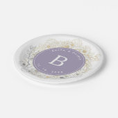 Elegante Paarse Trouwmonogram Papieren Bordje (Gekanteld)