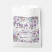 Elegante Paarse Tuinbloemen Baby in Bloom Bedankzakje (Voorkant)